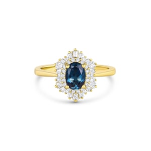 Ara London Blue Topaz Ring Engagement Ring Promise Ring CZ Anniversary ...