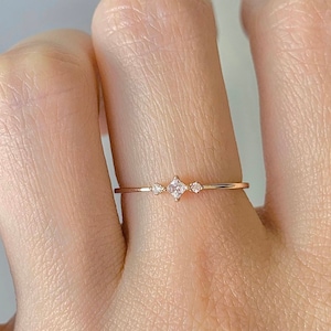 Koi Dainty Ring Rose Gold Filled Rings For Women Delicate Gemstone Crystal Statement Minimalist 14K Engagement Thin Sterling Silver Band