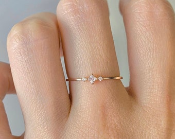 Koi Dainty Ring Rose Gold Filled Rings For Women Delicate Gemstone Crystal Statement Minimalist 14K Engagement Thin Sterling Silver Band