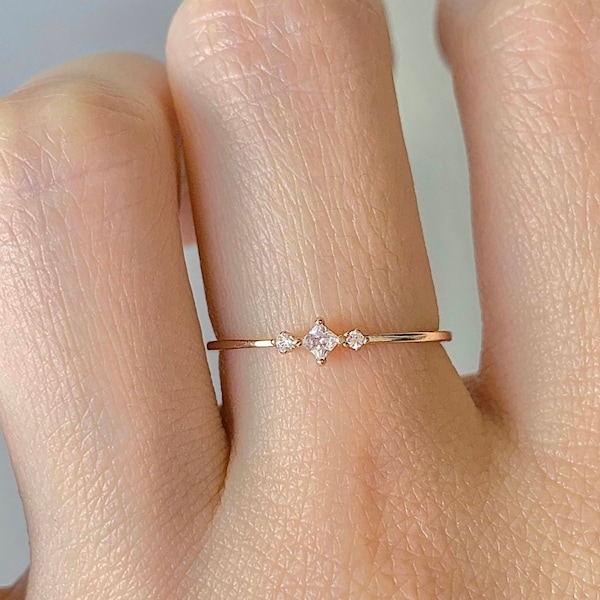 Koi Dainty Ring Rose Gold Filled Rings For Women Delicate Gemstone Crystal Statement Minimalist 14K Engagement Thin Sterling Silver Band