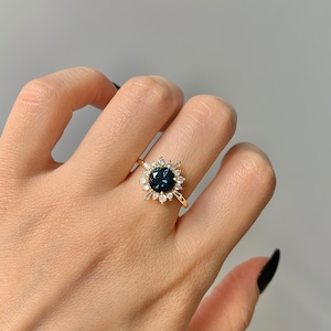 Zia 14K Gold Filled Ring Peacock Sapphire Engagement Gemstone Crystal Statement Sun Birthday Gift For Her Promise Diamond Dainty Natural 925