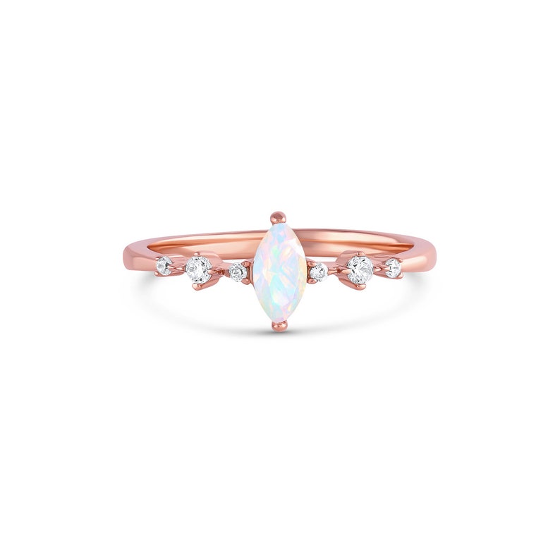 Ava Opal Ring 14K Gold Filled Ring Gemstone Ring Gift Dainty Ring Silver Rings Rose Gold Ring Diamond Engagement image 4