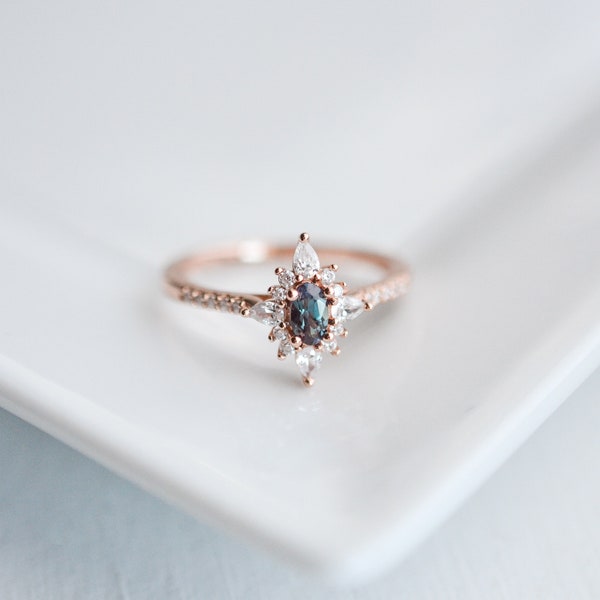 Zoe Alexandrite Ring Silver Rings For Women Rose Gold Ring Gemstone Crystal Ring Dainty Ring Statement Ring Promise Minimalist Engagement