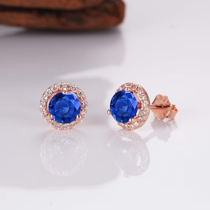 Jia Sapphire Studs Earrings, Stud Earrings, Birthstone Earrings, Blue Earrings, Tiny Studs, September Birthstone, Dainty Minimalist Jewelry