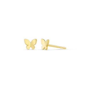 14K Solid Gold Stud Earrings Tiny Minimalist Butterfly Earring White Gold Dainty Mother’s Day Gift for Her Christmas Rose Gold Screw Back