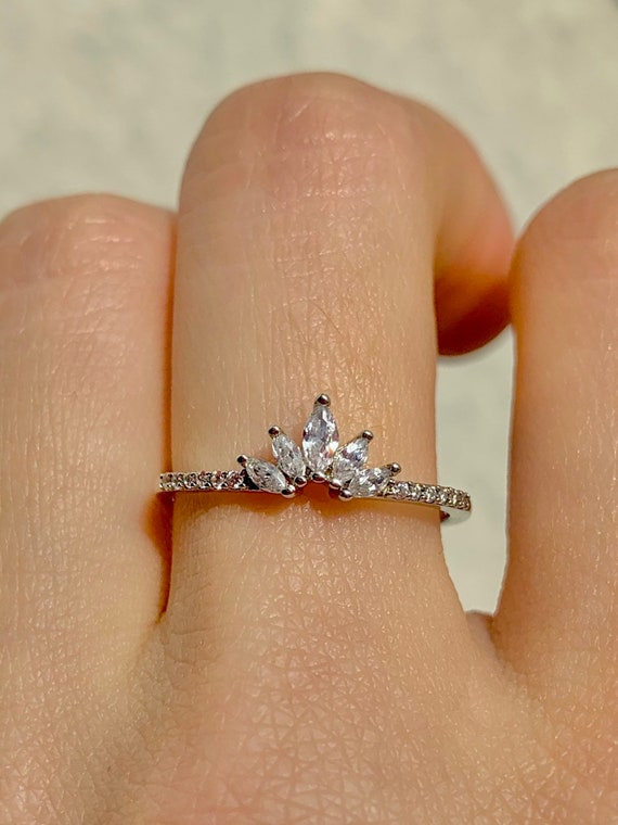 MARQUISE STERLING SILVER RING THIN GOLD MARQUISE STERLING SILVER RING THIN GOLD