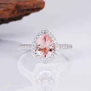 Nia Vintage Morganite Ring - Sterling Silver 925 Morganite Ring - Art Deco Ring- Engagement 14K Rose Gold Anniversary Birthday Gift For Her