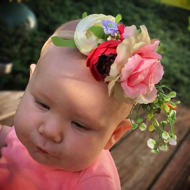 Baby Headband Flower Headband Flower Crown Floral Crown Baby Toddler Headband Flower Girl Headband Photo Prop Baby Gift Nylon Headband