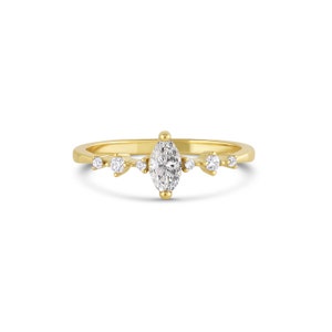 Ava Anillo de cristal Anillos de plata para mujeres Anillo de oro rosa Piedra preciosa 14K Anillo de oro sólido Regalo Anillo delicado Declaración Anillo Joyería de oro minimalista imagen 3