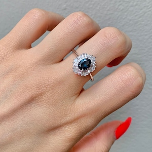 Ara London Blue Topaz Ring Engagement Ring Promise Ring CZ Anniversary Birthday Gift For Her Vintage 925 USA Sterling Silver Rings For Women