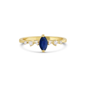 Ava Marquise Cut Blue Sapphire Ring 14K Gold Filled Genuine Sapphire Engagement Promise September Birthstone Anniversary Gift For Her image 3