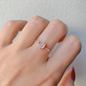 Aya Dainty Ring Sterling Silver Rings For Women Gold Ring Stacking Moonstone Crystal Promise Engagement Gift For Her Minimalist June Jewelry