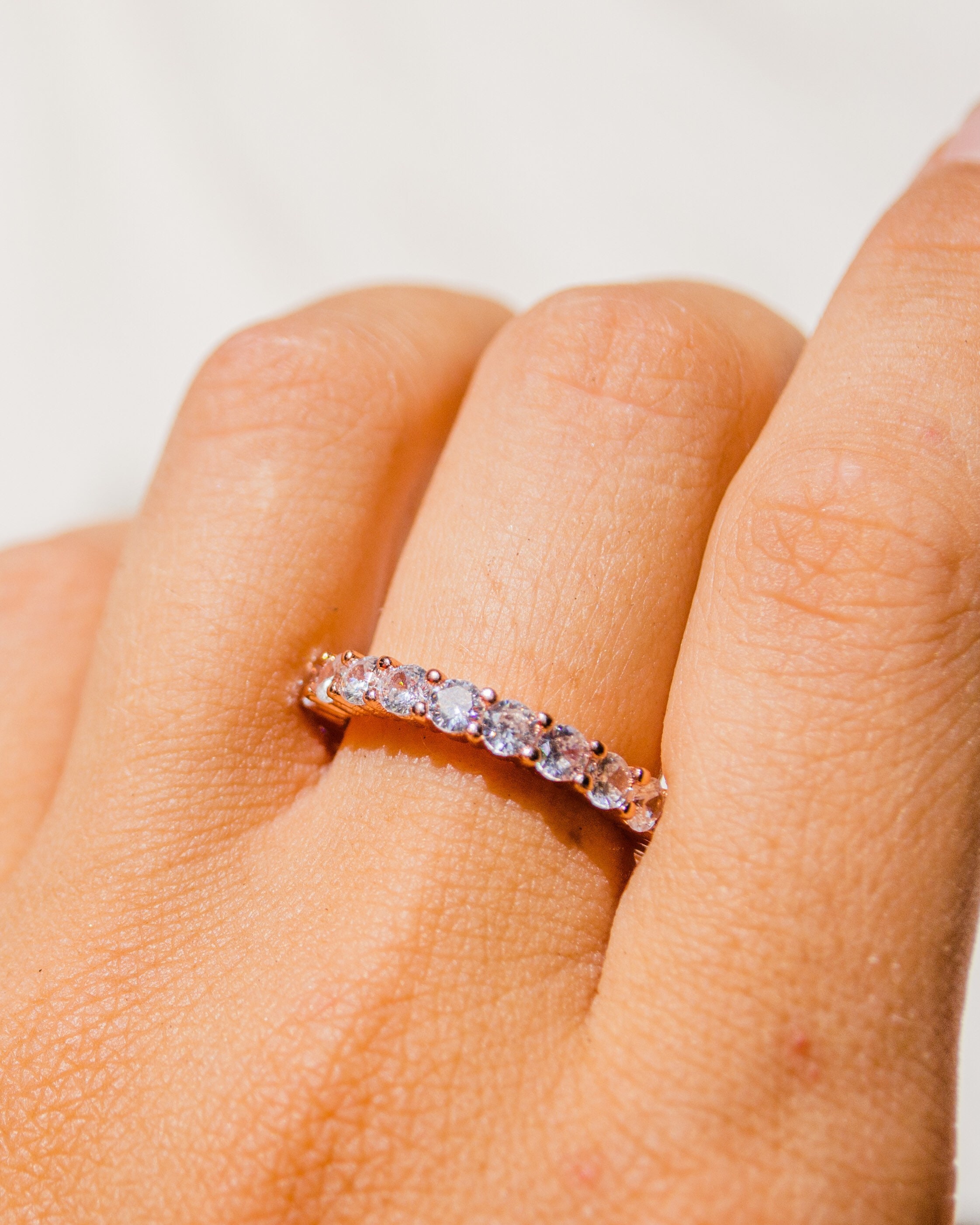 Crystal Ring Rose Gold Rings for Women Gemstone Eternity Etsy