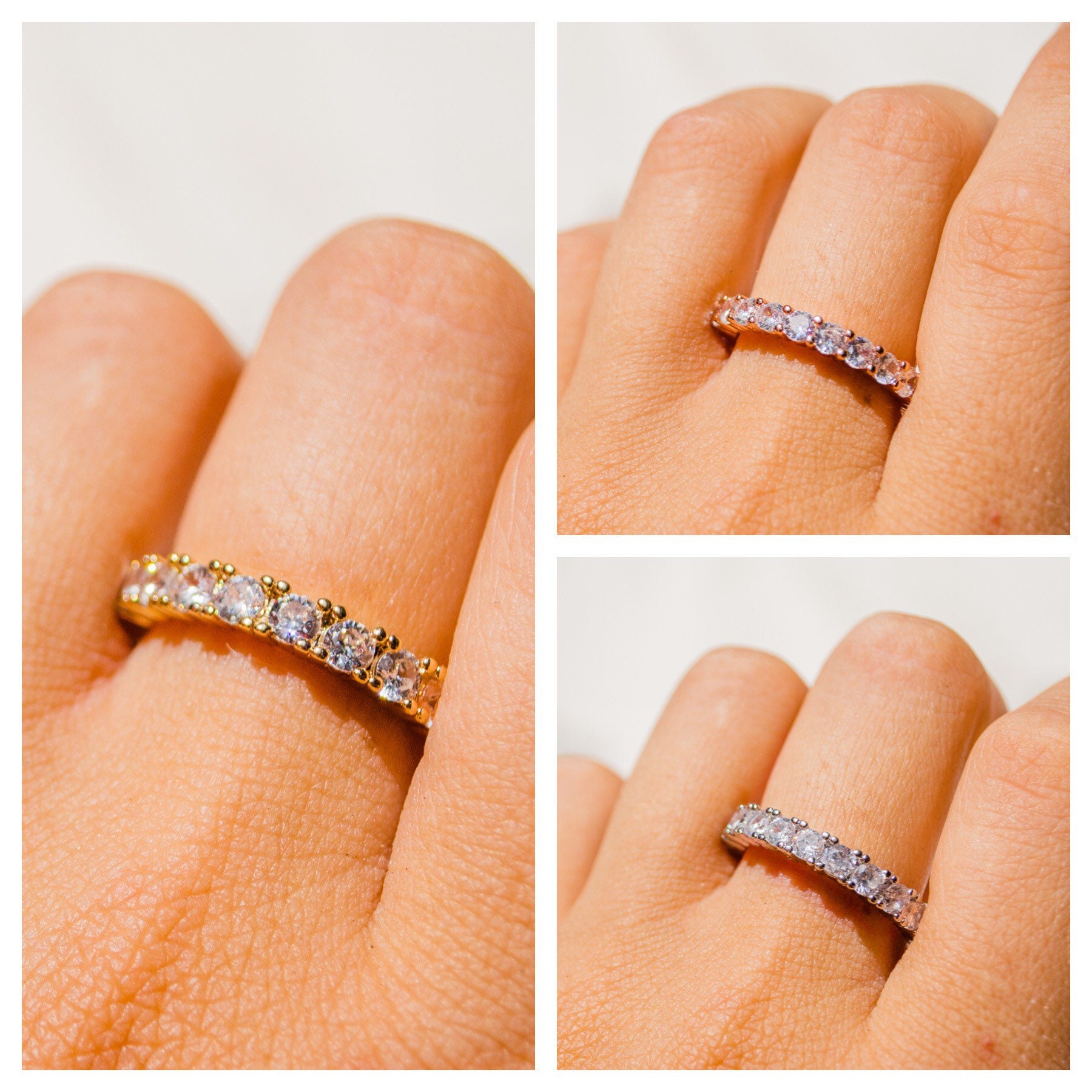 Crystal Ring Rose Gold Rings for Women Gemstone Eternity Etsy