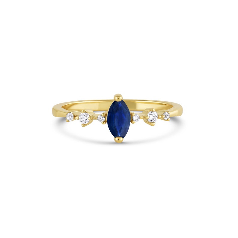 Ava Marquise Cut Blue Sapphire Ring 14K Gold Filled Genuine Sapphire Engagement Promise September Birthstone Anniversary Gift For Her image 6