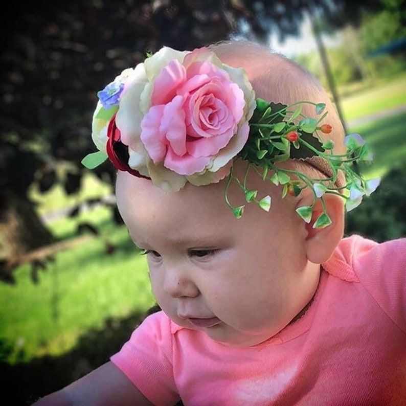 Baby Headband Flower Headband Flower Crown Floral Crown Baby Toddler Headband Flower Girl Headband Photo Prop Baby Gift Nylon Headband