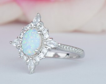 Gemmart Created Green Opal Purple Zircon sterling silver engagement ring fashion ring 