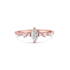 Ava Anillo de cristal Anillos de plata para mujeres Anillo de oro rosa Piedra preciosa 14K Anillo de oro sólido Regalo Anillo delicado Declaración Anillo Joyería de oro minimalista imagen 4