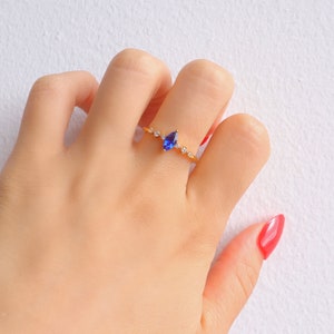 Ava Marquise Cut Blue Sapphire Ring 14K Gold Filled Genuine Sapphire Engagement Promise September Birthstone Anniversary Gift For Her