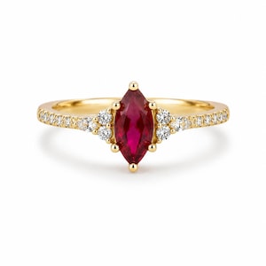 Alice Ruby Ring 14K Gold Filled - Marquise Gemstone Engagement Ring For Women - Dainty Promise Ring July Birthstone Anniversary Gift For Her
