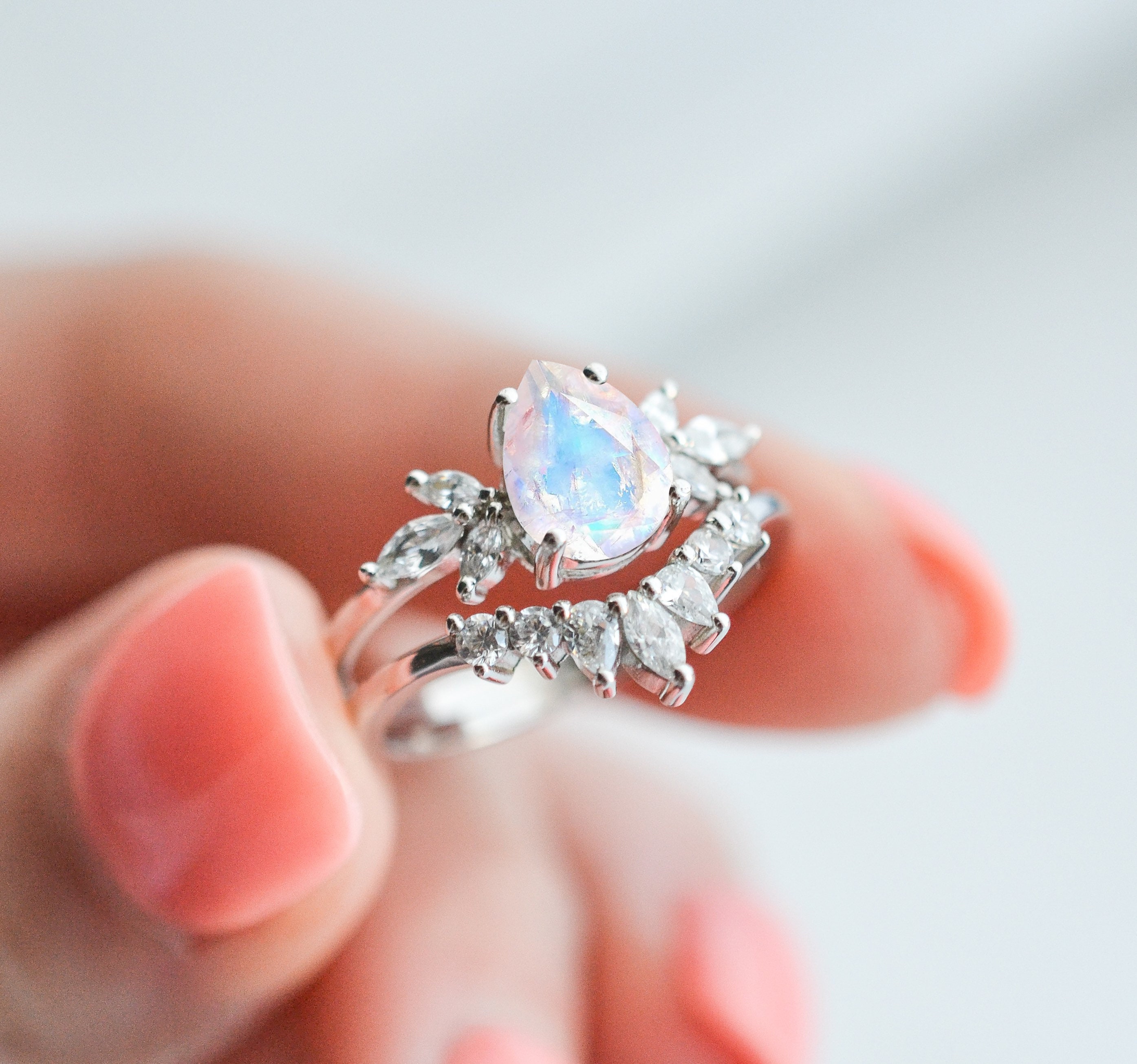 Vintage Moonstone Engagement Ring Etsy