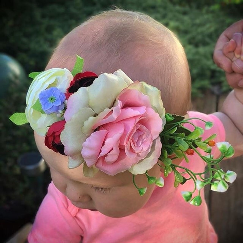 Baby Headband Flower Headband Flower Crown Floral Crown Baby Toddler Headband Flower Girl Headband Photo Prop Baby Gift Nylon Headband