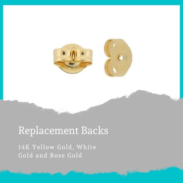 Replacement 14K Solid Earring Backs 14K Replacement Earring Back 10K Earring Back Pair Spare Earring Back White Gold Rose Gold Yellow Gold