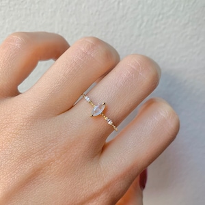 Aya Rose Gold Moonstone Ring Gold Rings For Women Engagement Sterling Silver Gemstone Dainty Statement Minimalist Crystal June Gift For Her