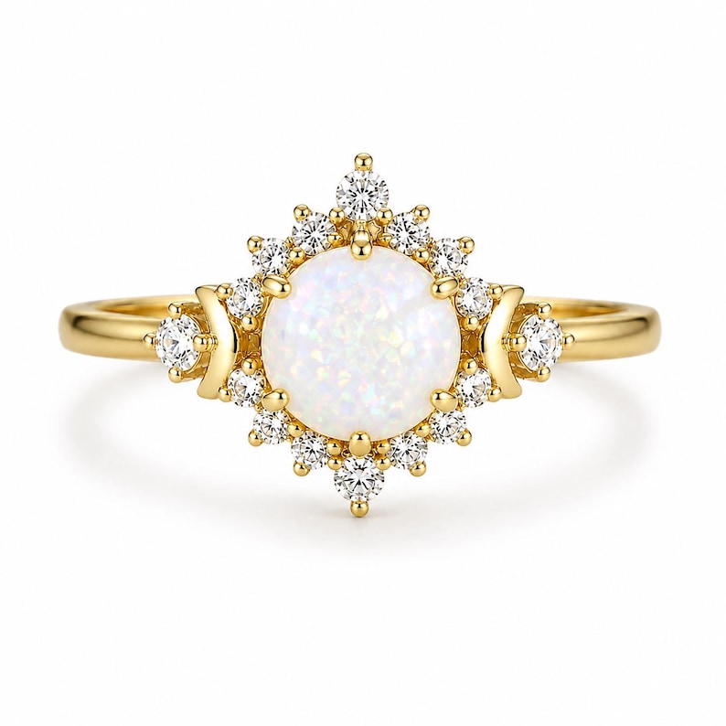 Hai White Fire Opal Celestial Ring