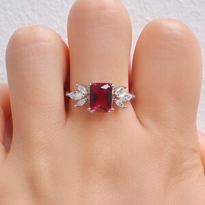 Ivy Vintage Ruby Ring 14K Rose Gold Filled Anniversary Birthday Gift For Her For Women Art Deco Diamond Sterling Silver Natural Red Wife 925