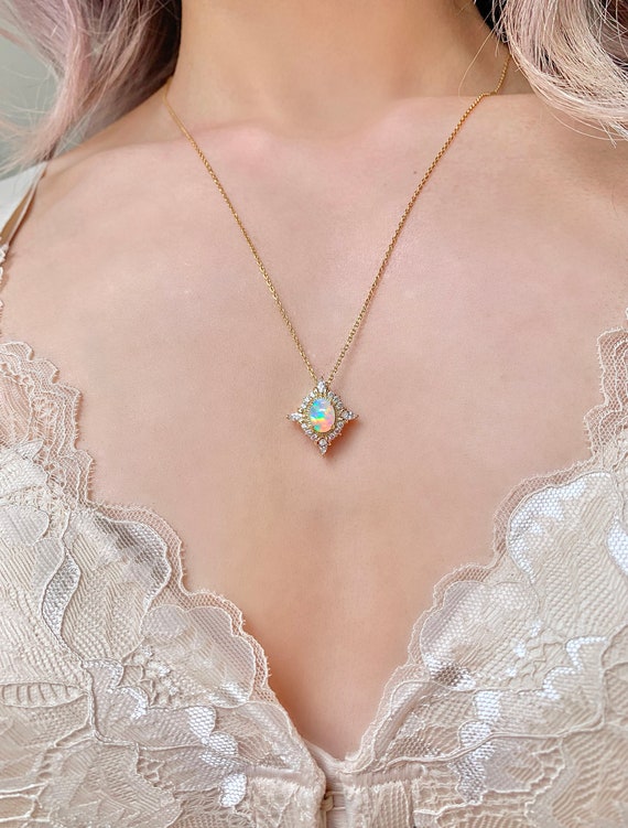Vintage Opal and Gold Nugget Pendant