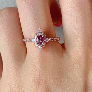 Zoe 14K Rose Gold Filled Ring Engagement Ring Alexandrite Ring Sterling Silver Ring 14K Gold Promise June Anniversary Gift For Her Vintage