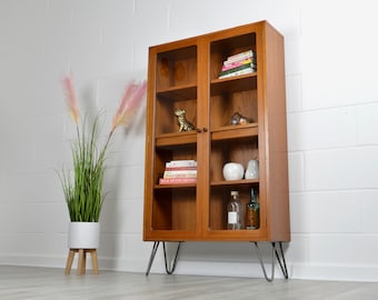 G Plan Medium Bookcase on Hairpin Legs - Mid Century Modern Vintage Retro Teak Storage Cabinet