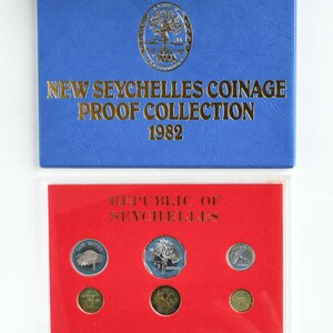1982 Republic of Seychelles New Coinage Proof Collection 6-Coin Set in Original Mint Packaging with Outer Sleeve (Royal Mint)