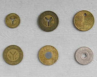 Complete Set of 6 NYC Subway Tokens NYCTA MTA New York City Transit Authority