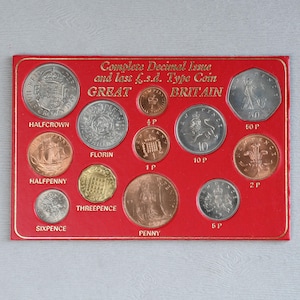 1967-1974 Great Britain Complete Decimal Issue and the Last Pound S.D. Issue Uncirculated 12-Coin Set