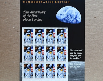 25th Anniversary of the First Moon Landing Unused Sheet Full Pane of 12 US 29c 1994 Postage Stamps (MNH) Scott 2841