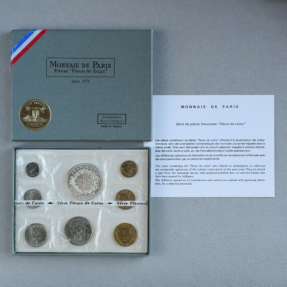 1972 France 8 Coin Uncirculated Set in Original Monnaie De Paris