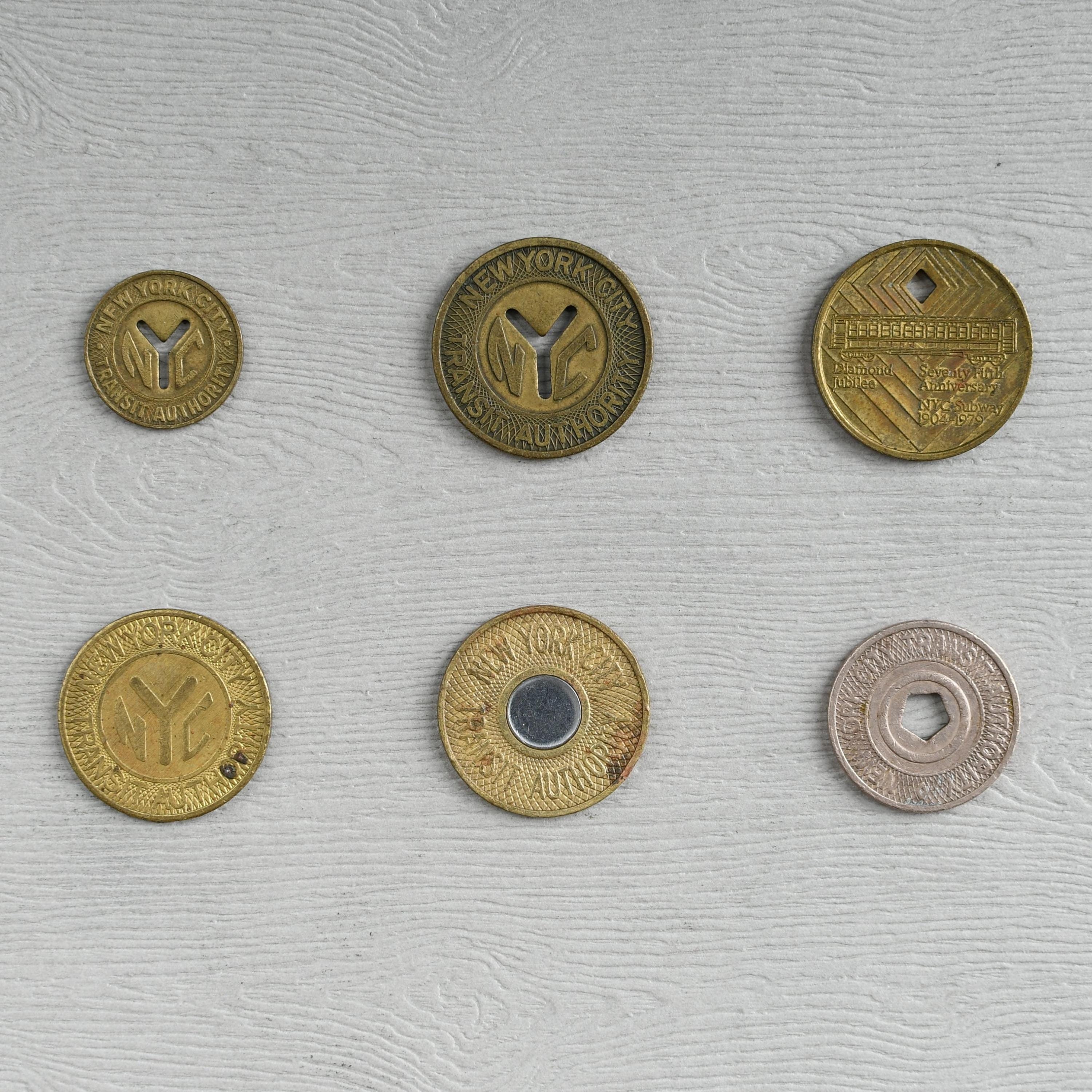 Complete Set of 6 NYC Subway Tokens NYCTA MTA New York City
