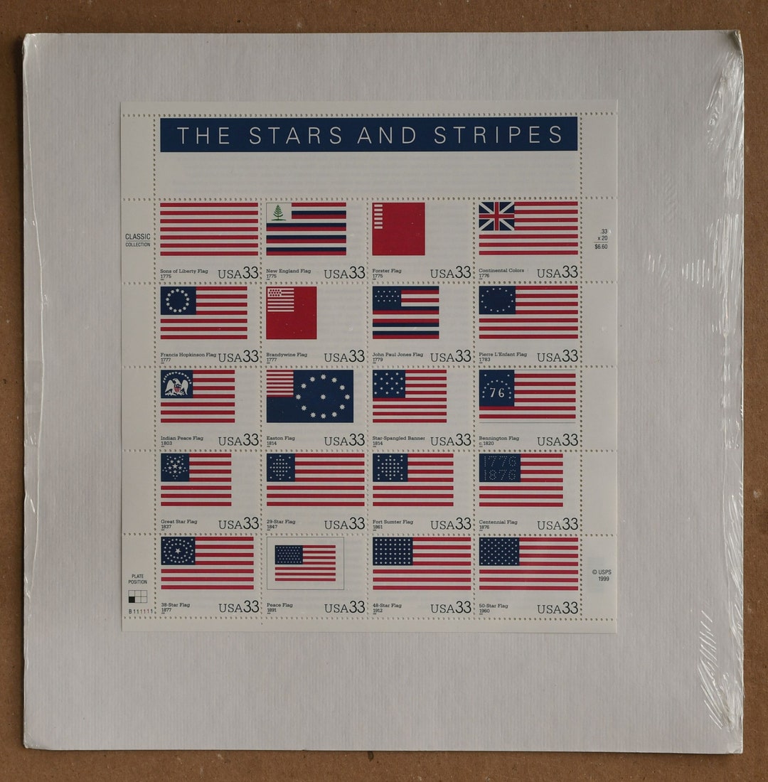 Stars and Stripes American Flags Collectible Stamp Sheet of 20 33¢ Stamps  Scott 3403a