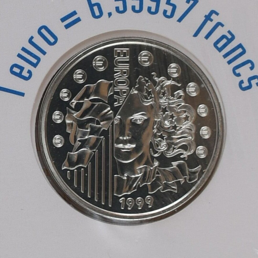 1999年ユーロ・パリティ公式交換比率決定記念 6.55957フラン銀貨 1999年ユーロ・パリティ公式交換比率決定記念 6.55957フラン銀貨