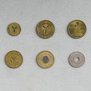 Complete Set of 6 NYC Subway Tokens NYCTA MTA New York City Transit Authority