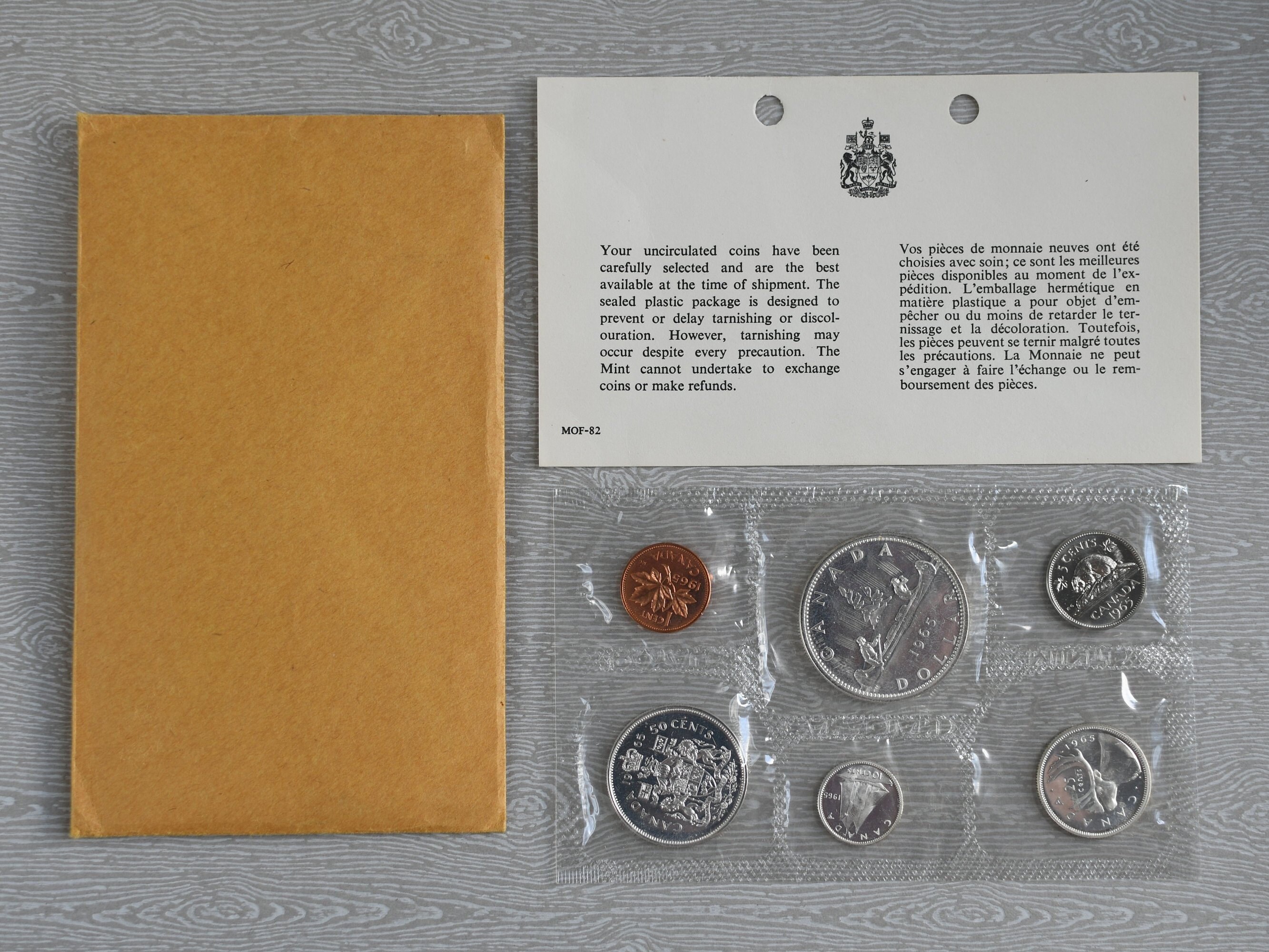ONE SET EACH PURCHASE CANADIAN 1965 PROOF LIKE SILVER COINS SET 