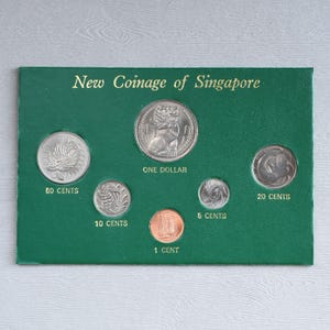 1973-1976 New Coinage of Singapore 6-Coin Uncirculated Coin Set (Cent through Dollar coins)