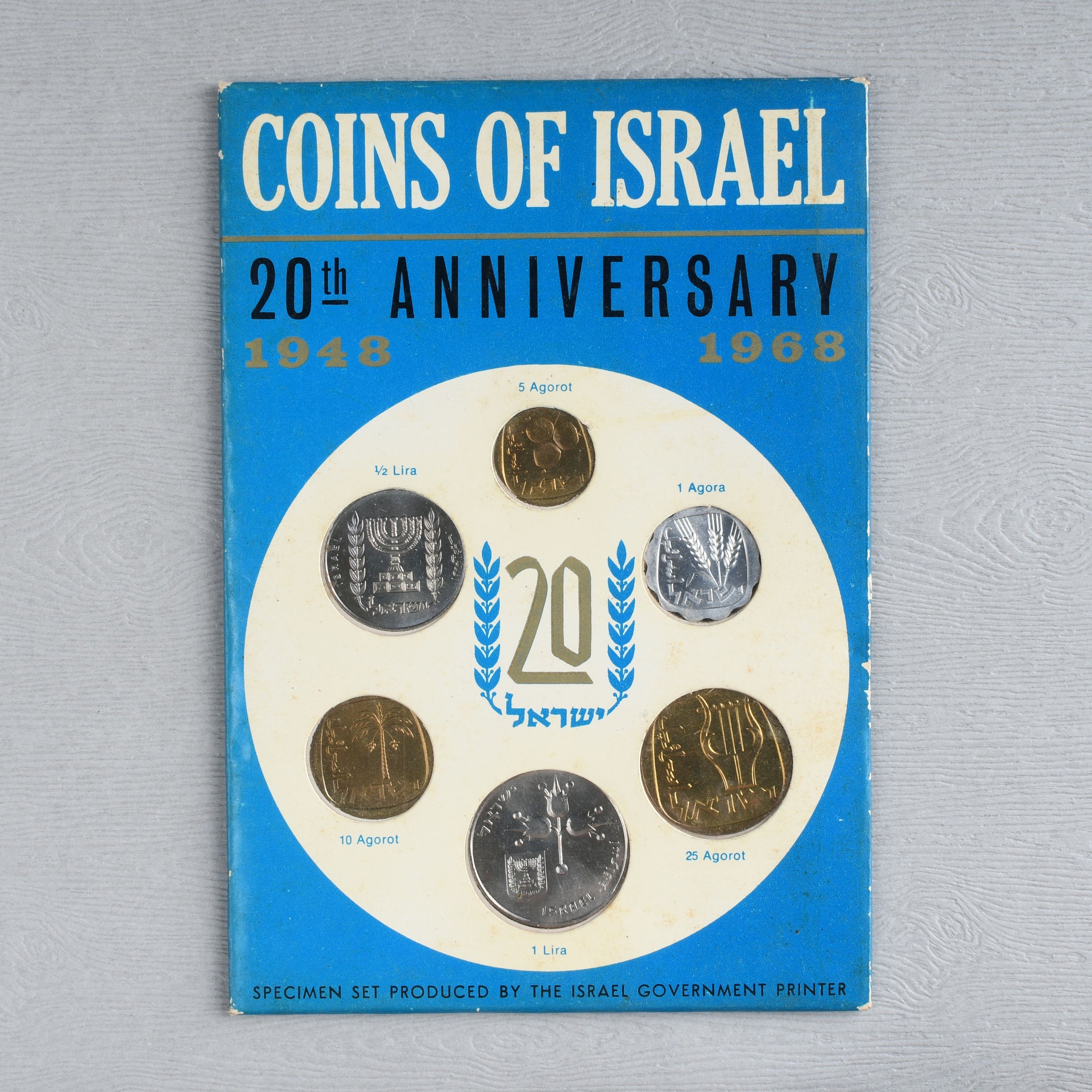 Coins of Israel 20th Anniversary 1948-1968 Specimen Set Jerusalem 6 Coin 