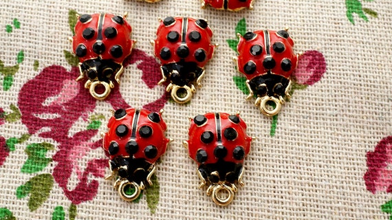 ladybird beads 10 antique silver vintage style jewellery supplies C519