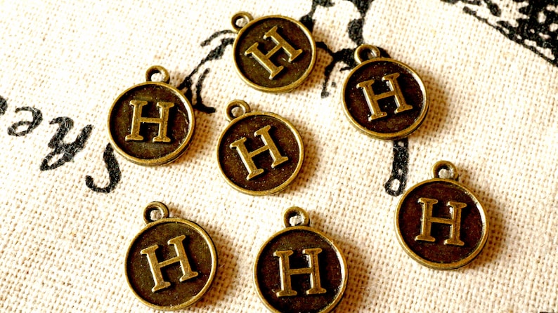 Alphabet letter H charm bronze vintage style jewellery supplies