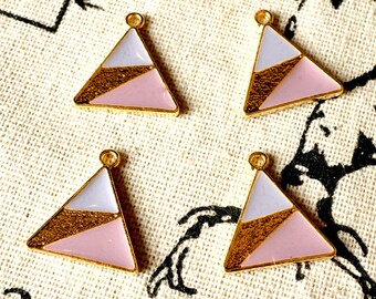 Triangle geometric gold 2 charms jewellery supplies C285