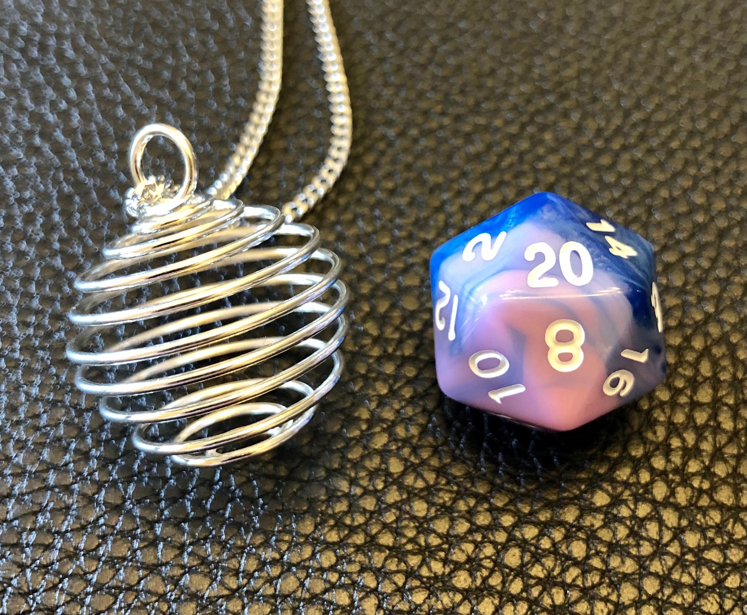 Spiral Wire Wrapped Removable 16mm D20 Dice Necklace Etsy