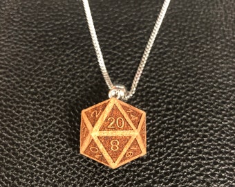 Rosewood D20 Dice Necklace